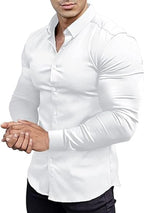 Heren Slim-Fit Kreukvrije Stretch Overhemd