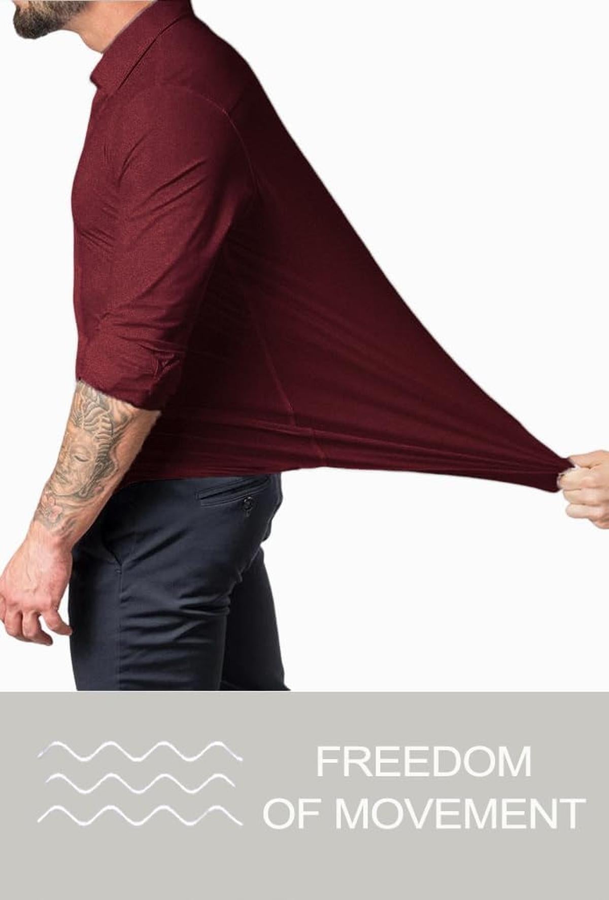 Heren Slim-Fit Kreukvrije Stretch Overhemd
