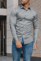 Heren Slim-Fit Kreukvrije Stretch Overhemd