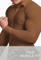 Heren Slim-Fit Kreukvrije Stretch Overhemd