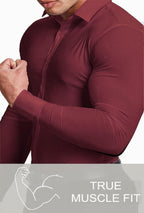 Heren Slim-Fit Kreukvrije Stretch Overhemd