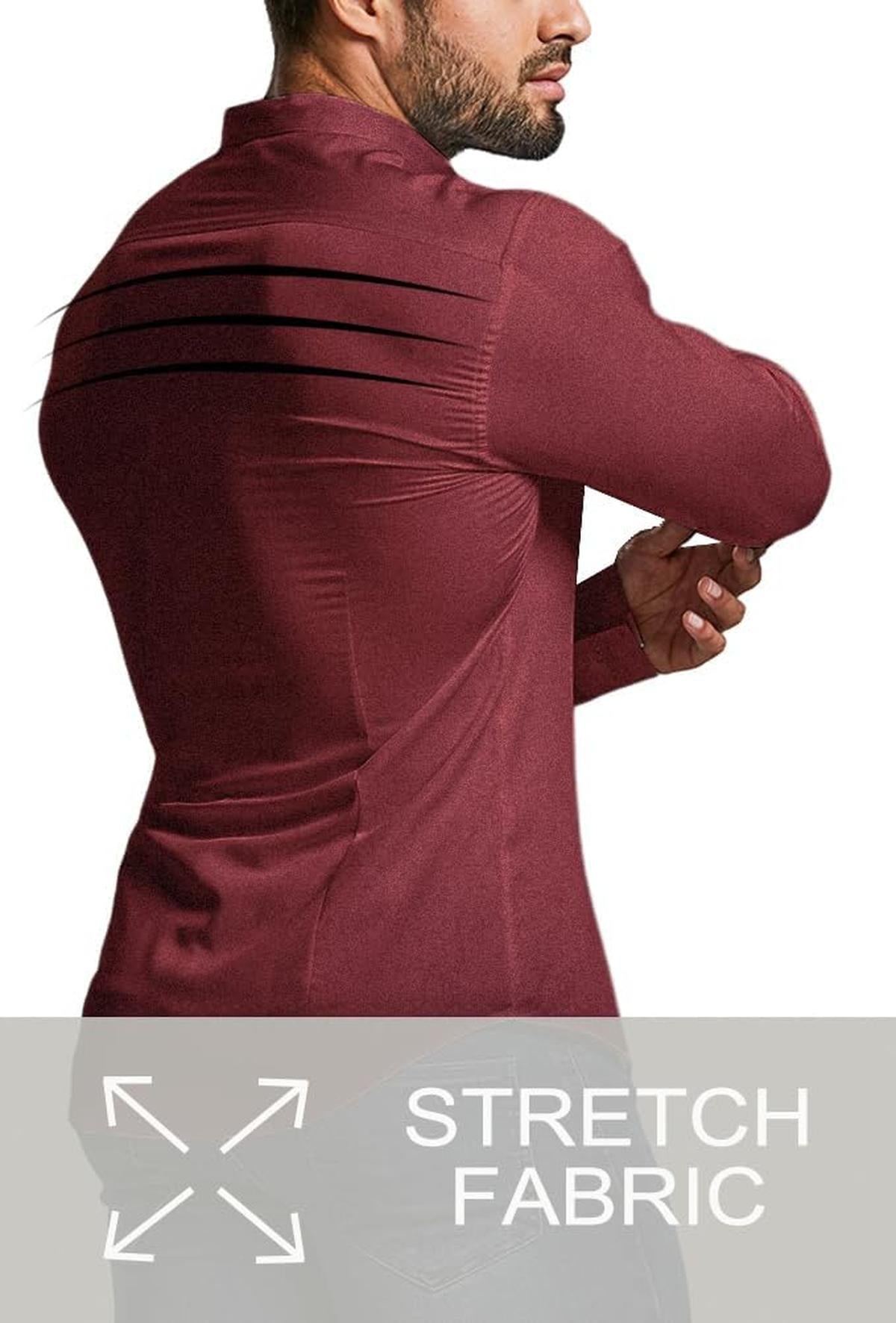 Heren Slim-Fit Kreukvrije Stretch Overhemd