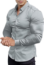Heren Slim-Fit Kreukvrije Stretch Overhemd
