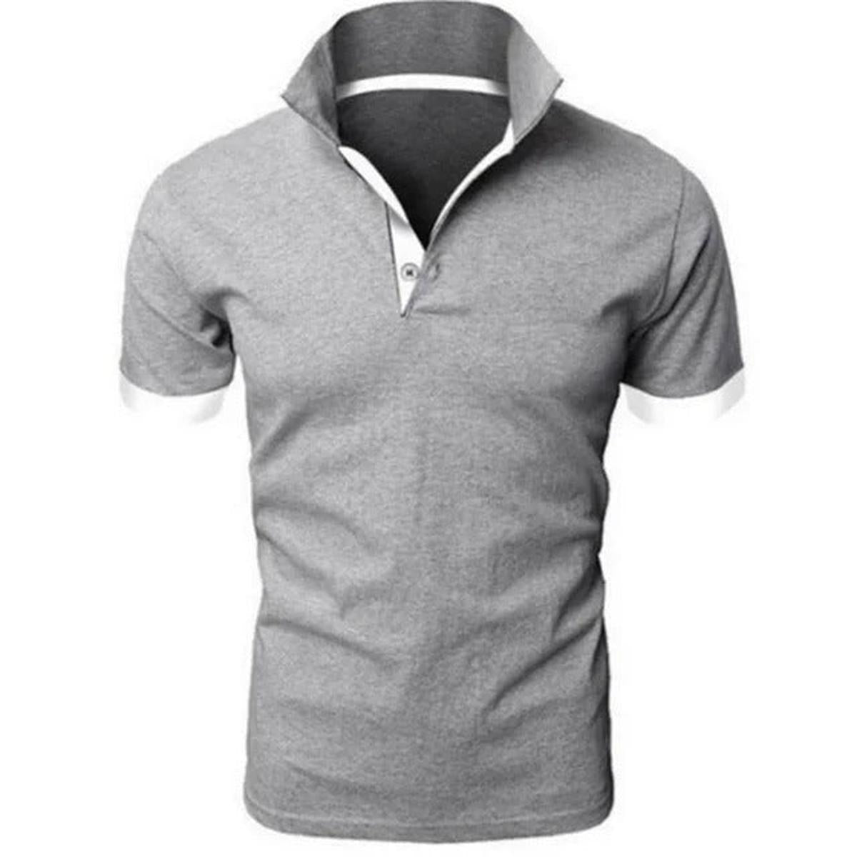 Heren Slim Fit Polo Shirt met Uniek Patchwork Ontwerp