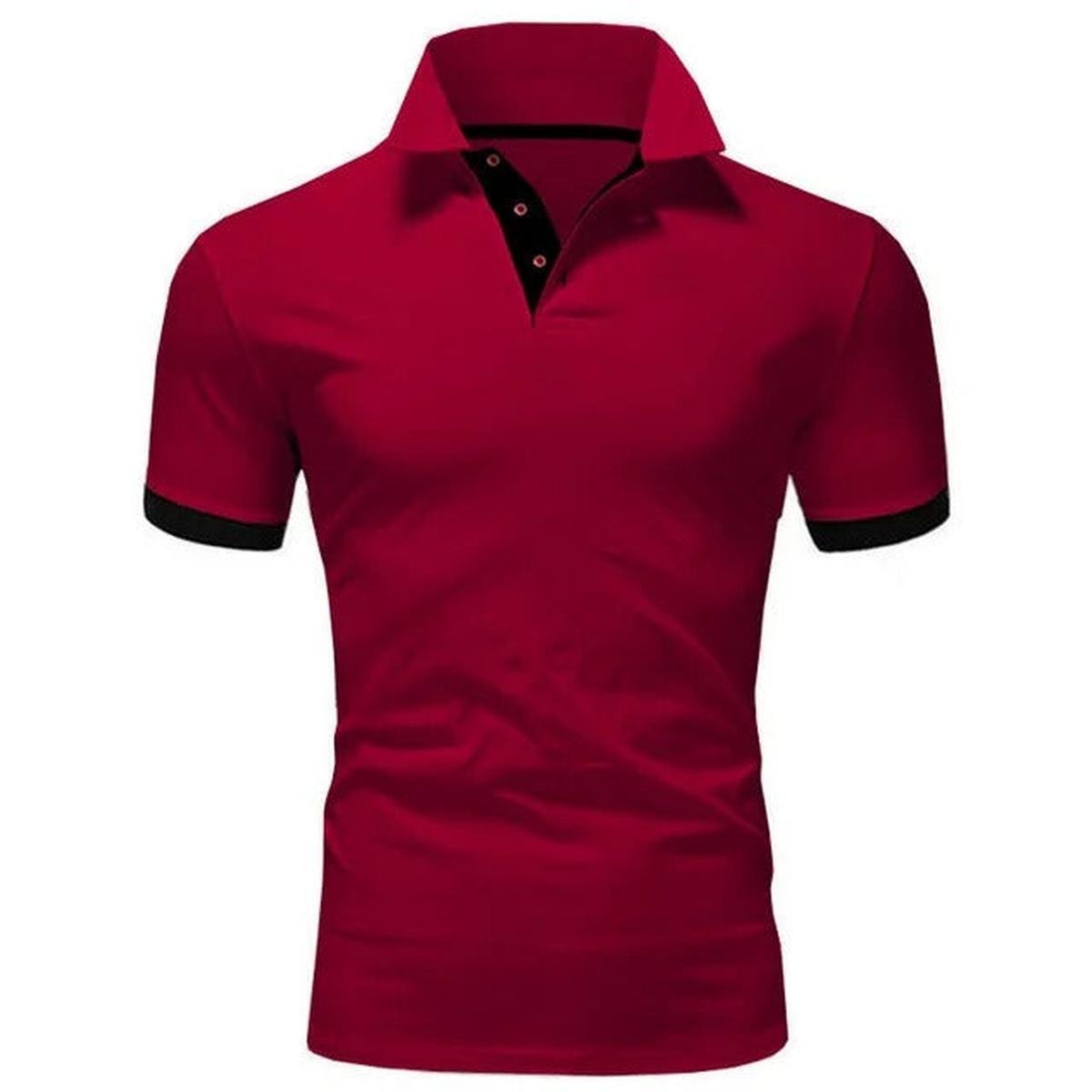 Heren Slim Fit Polo Shirt met Uniek Patchwork Ontwerp