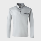 Heren T-shirt met Lange Mouwen, Geruite Kraag en Zak