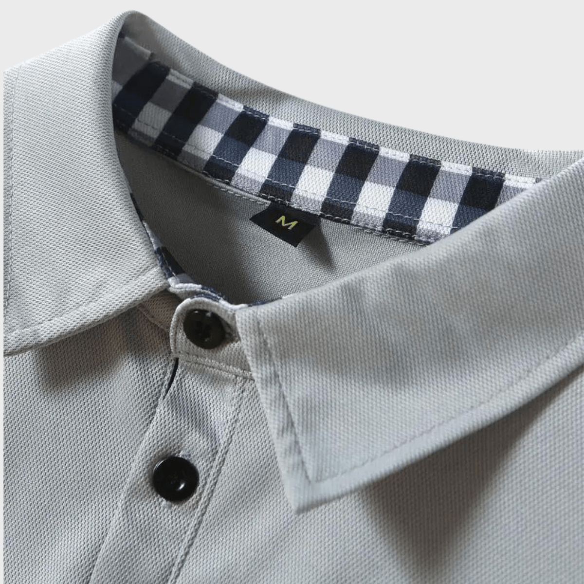 Heren T-shirt met Lange Mouwen, Geruite Kraag en Zak