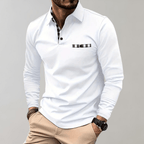 Heren T-shirt met Lange Mouwen, Geruite Kraag en Zak