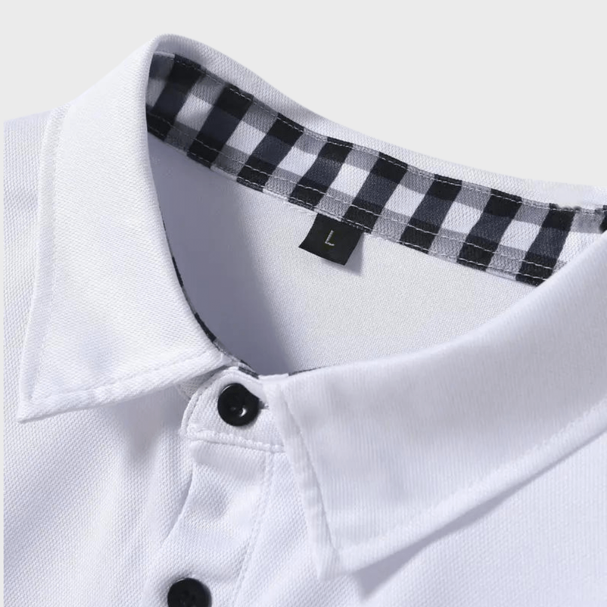 Heren T-shirt met Lange Mouwen, Geruite Kraag en Zak