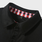 Heren T-shirt met Lange Mouwen, Geruite Kraag en Zak