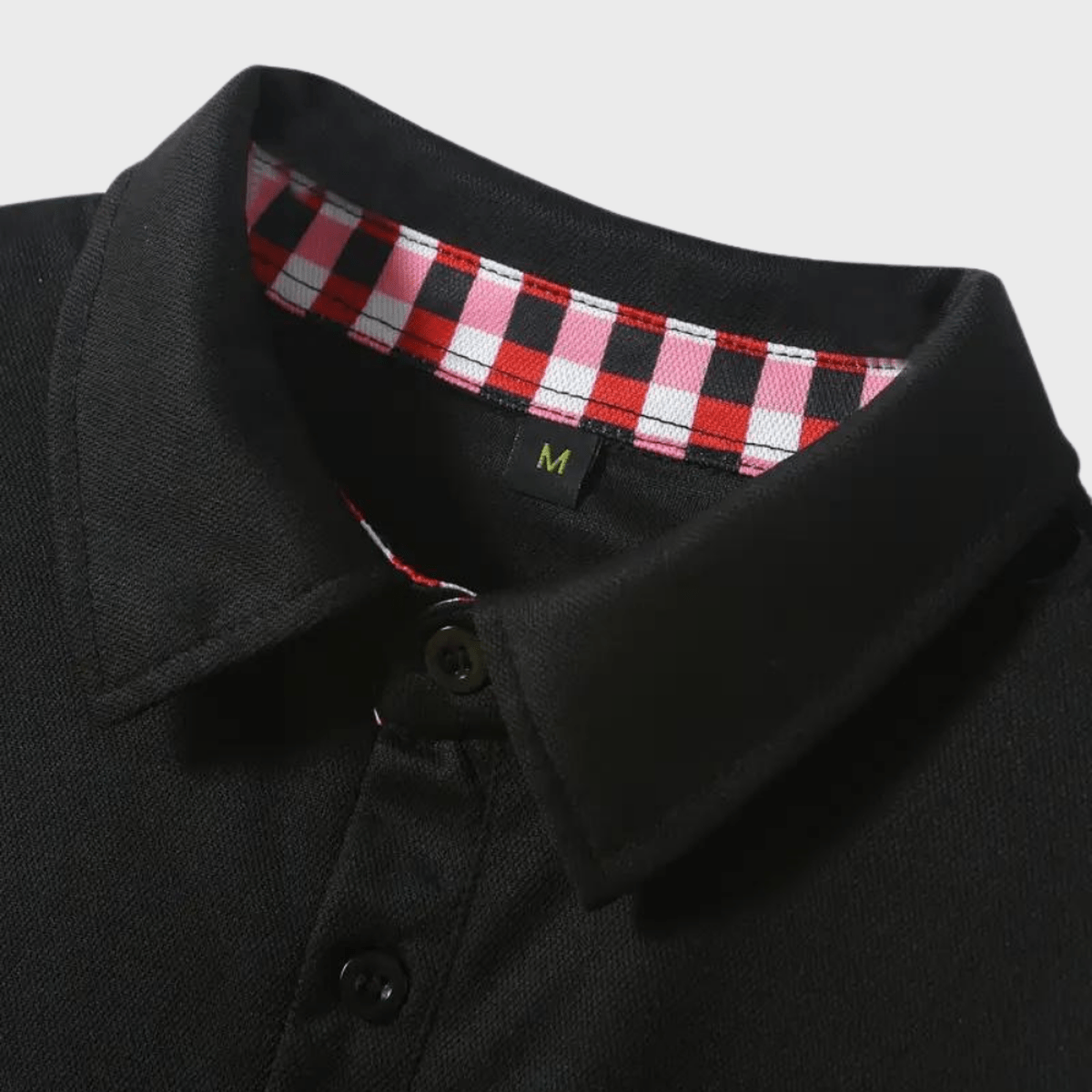 Heren T-shirt met Lange Mouwen, Geruite Kraag en Zak