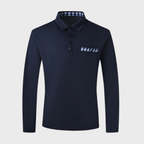 Heren T-shirt met Lange Mouwen, Geruite Kraag en Zak