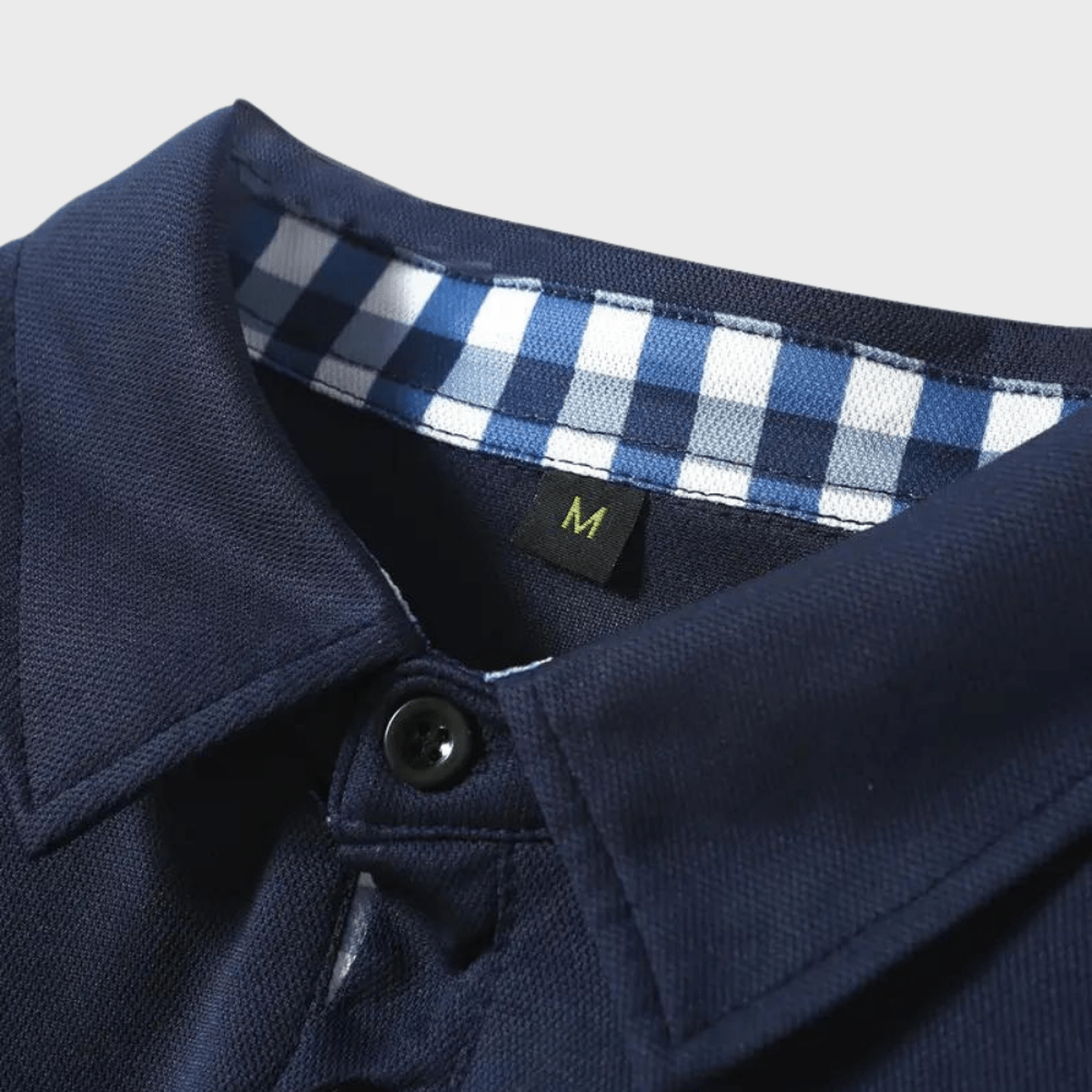 Heren T-shirt met Lange Mouwen, Geruite Kraag en Zak