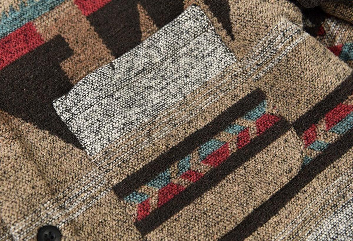 Heren Vintage Flanellen Overhemd Wolmix Retroprint Lange Mouwen