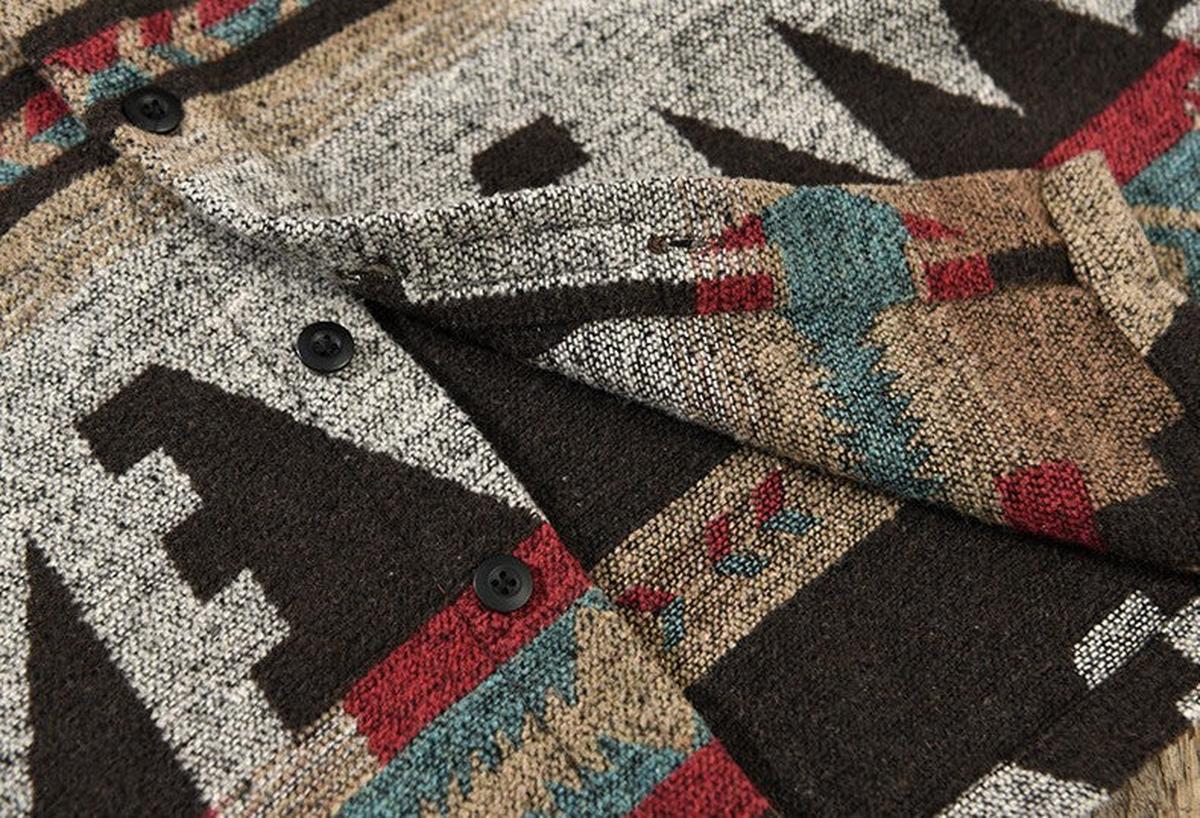 Heren Vintage Flanellen Overhemd Wolmix Retroprint Lange Mouwen