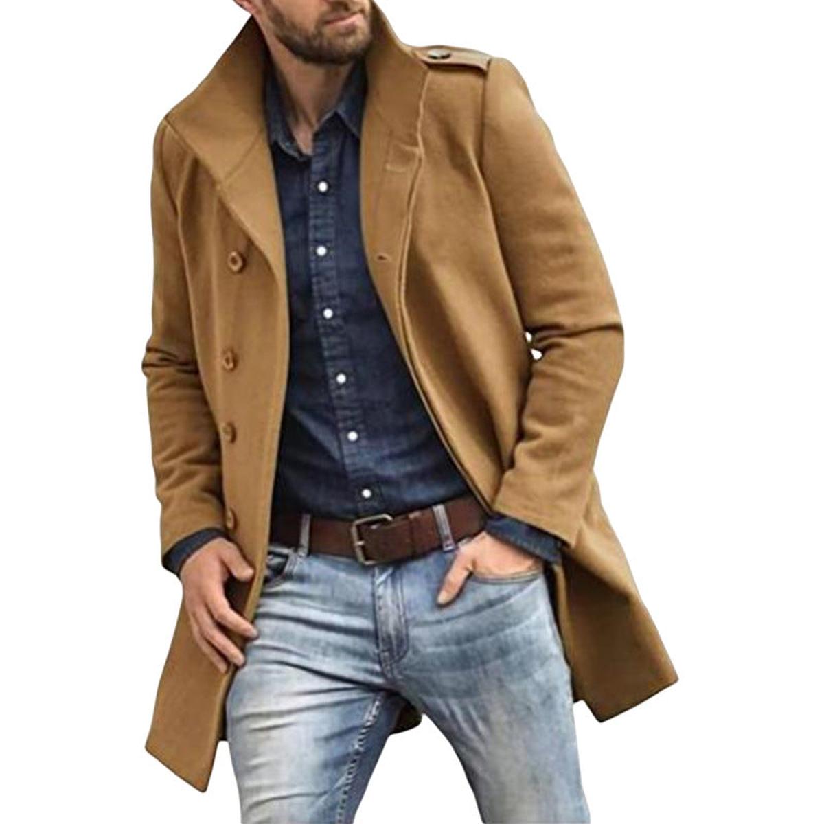 Heren Wollen Trenchcoat Voor Herfst En Winter