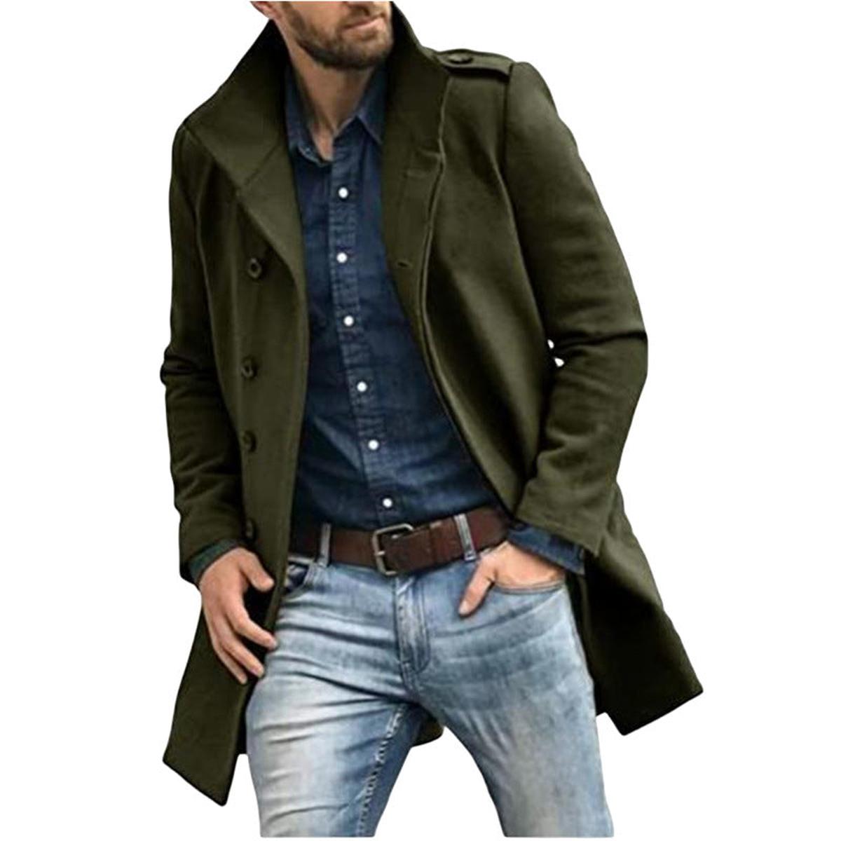 Heren Wollen Trenchcoat Voor Herfst En Winter