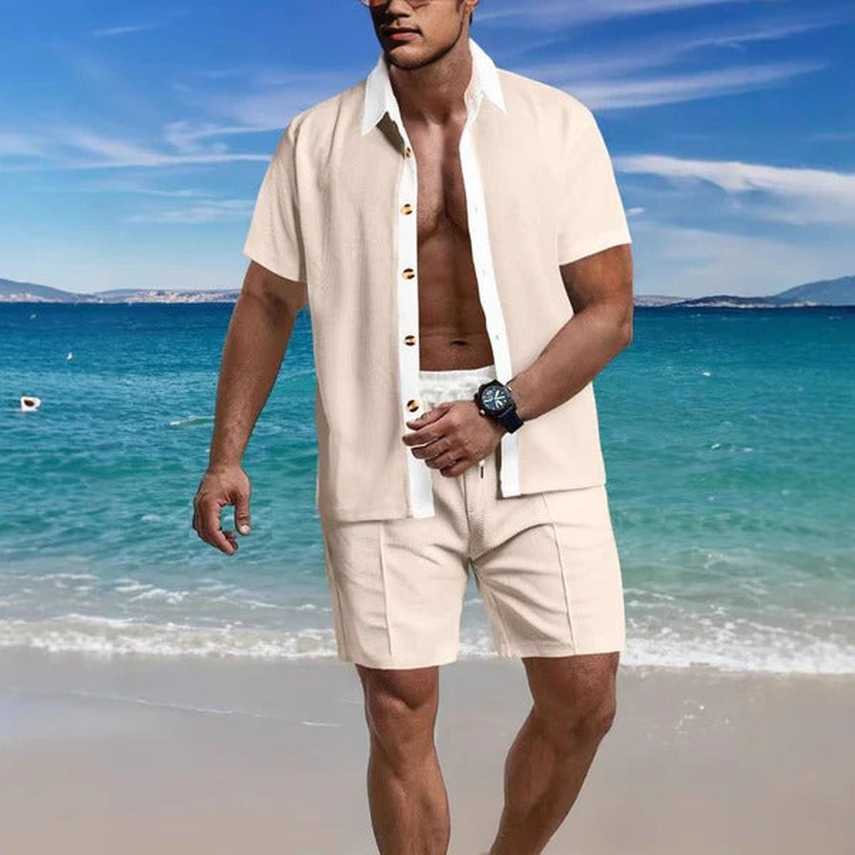 Heren Zomer Casual Overhemd & Shorts Set - Comfortabele Vezelmix