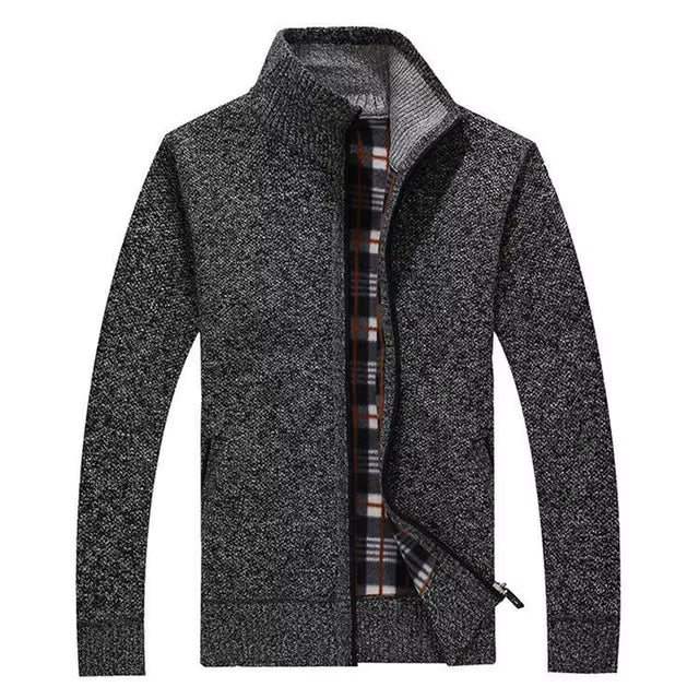 Textured Knit Zip-Up Vest Met Geruite Voering Voor Mannen