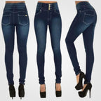 Hoge Taille Comfortabele En Elastische Slim-Fit Jeans