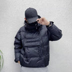 Hooded Jacket met Diagonale Rits en Trekkoord
