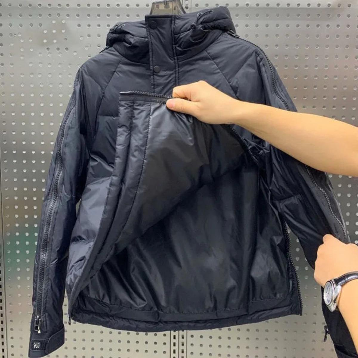 Hooded Jacket met Diagonale Rits en Trekkoord
