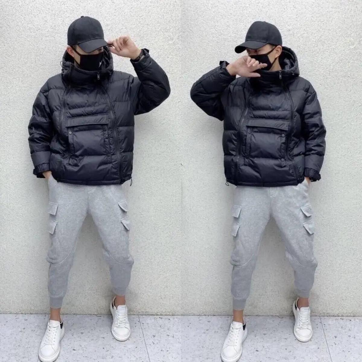 Hooded Jacket met Diagonale Rits en Trekkoord