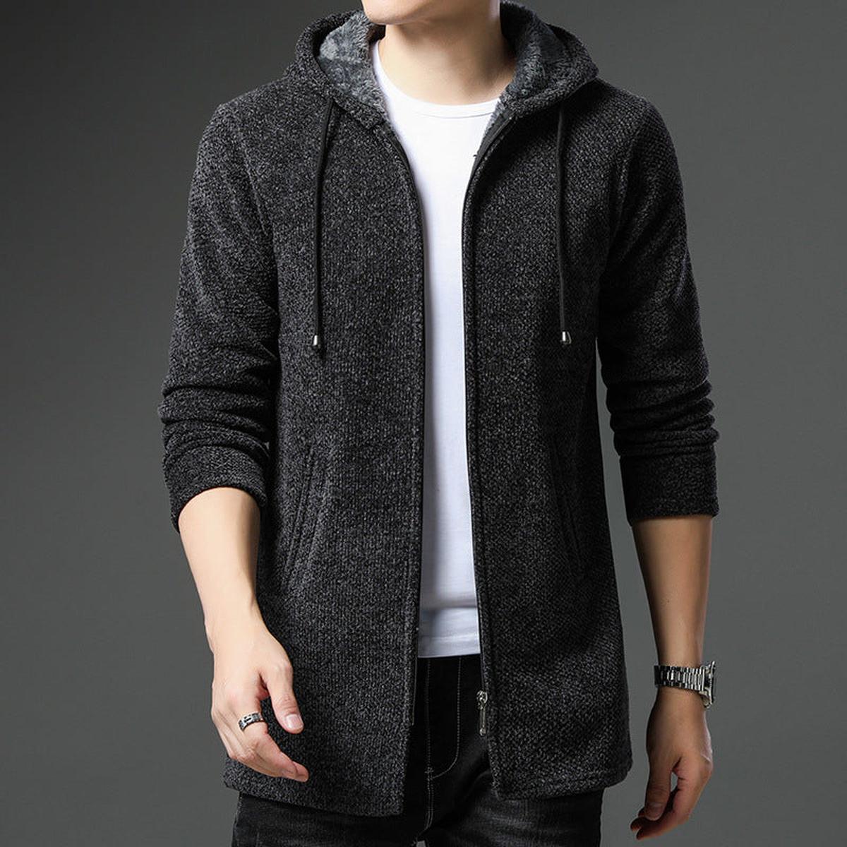 Hooded Windbreaker Sweater Met Warme Voering Voor Mannen