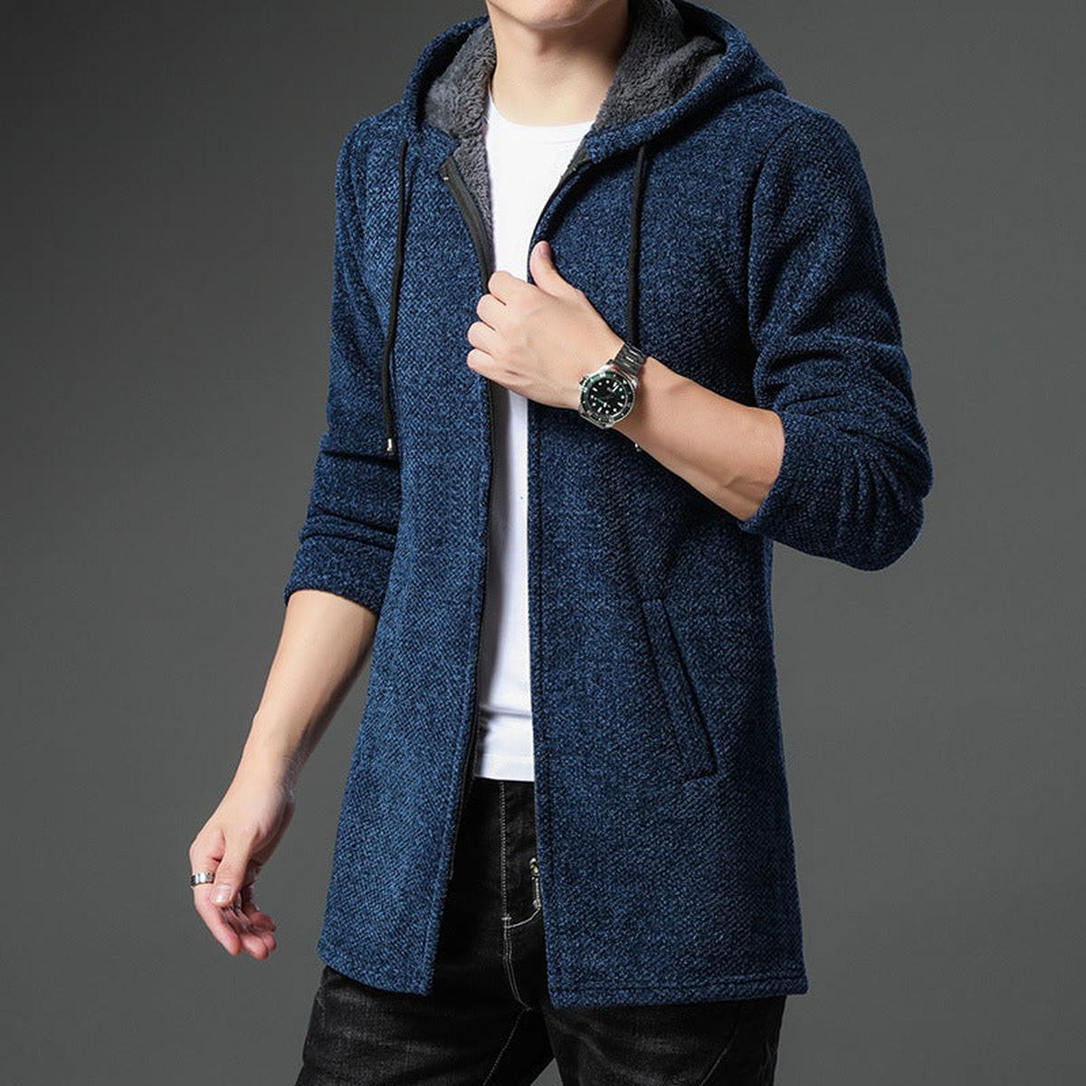 Hooded Windbreaker Sweater Met Warme Voering Voor Mannen