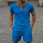 Katoenen Polo Shirt en Slim-Fit Shorts Set voor Mannen