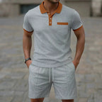Katoenen Polo Shirt en Slim-Fit Shorts Set voor Mannen