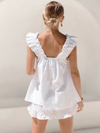 Katoenen Rimpel Shorts Set