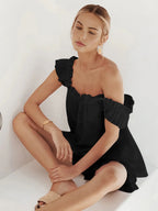Katoenen Rimpel Shorts Set