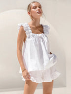 Katoenen Rimpel Shorts Set