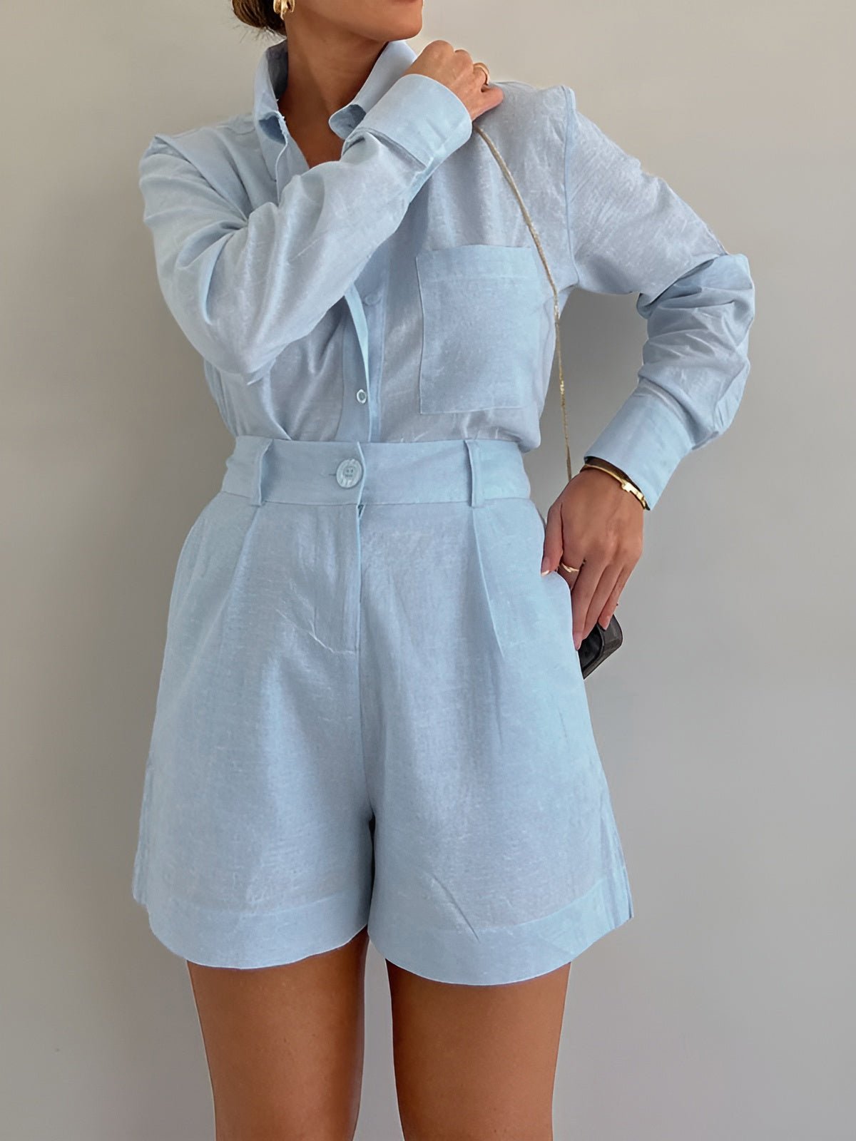 Katoenmix Losse Shorts Set