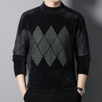Klassieke Argyle Mock Neck Trui Voor Mannen