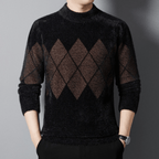 Klassieke Argyle Mock Neck Trui Voor Mannen