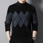 Klassieke Argyle Mock Neck Trui Voor Mannen