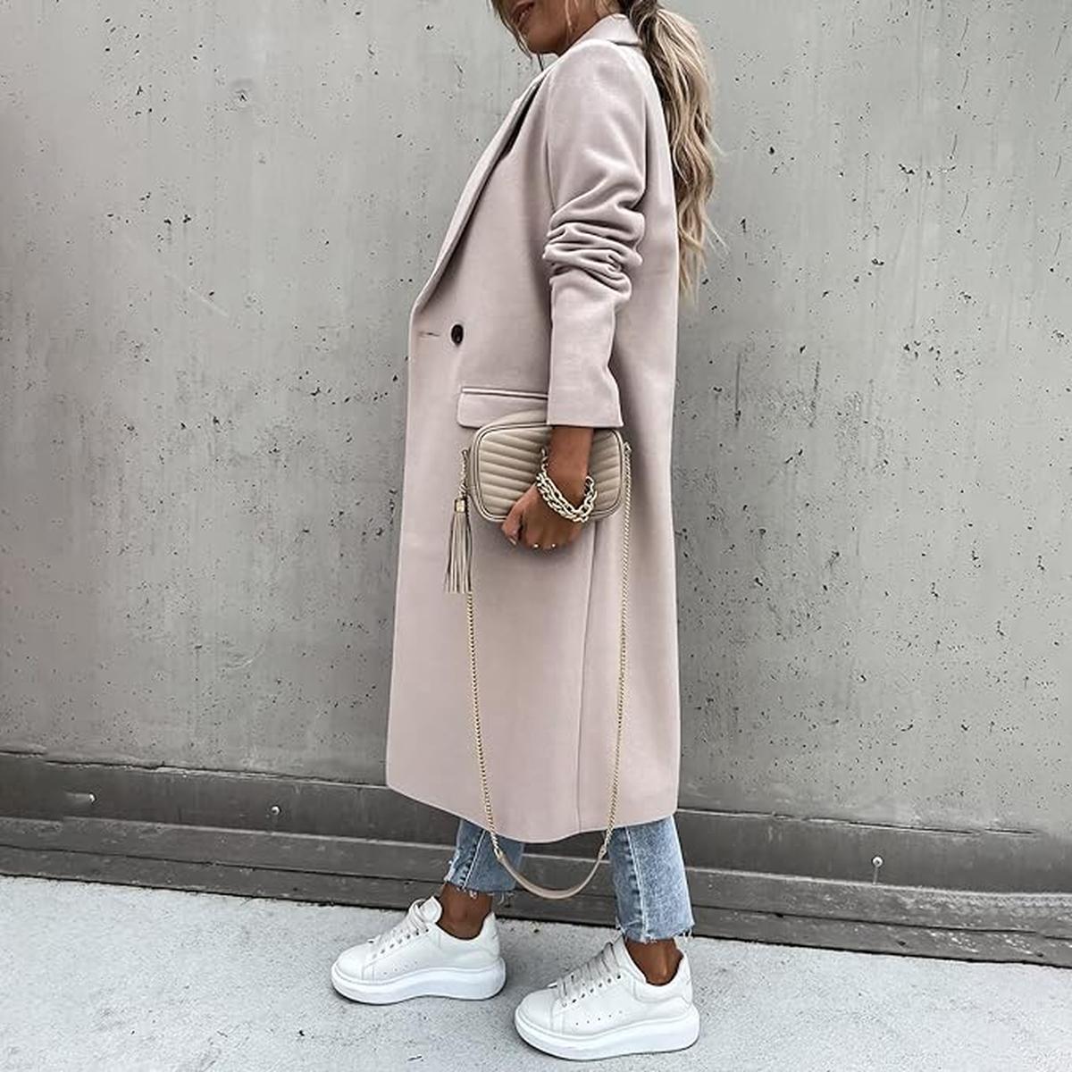 Klassieke Dames Winterjas Met Dubbele Knopen Sluiting