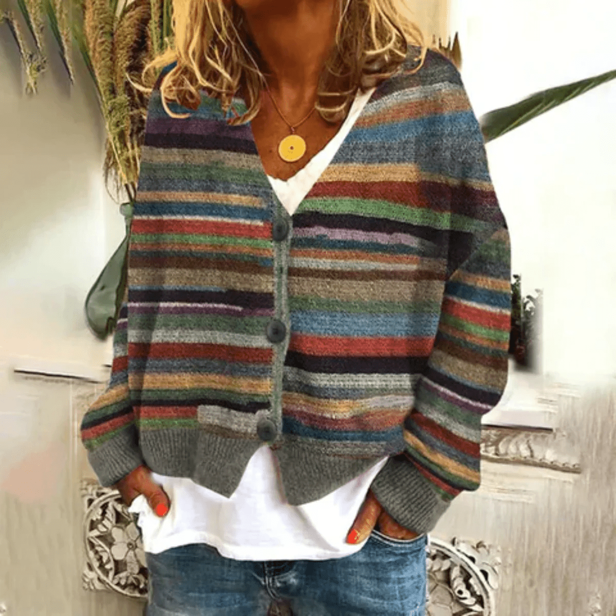 Kleurrijke Gebreide Vest Voor Vrouwen - Zacht Breimateriaal, Ontspannen Pasvorm