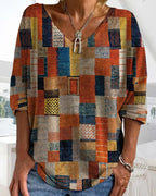 Kleurrijke Katoenen Patchwork Top Met Relaxte Pasvorm