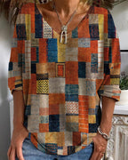 Kleurrijke Katoenen Patchwork Top Met Relaxte Pasvorm