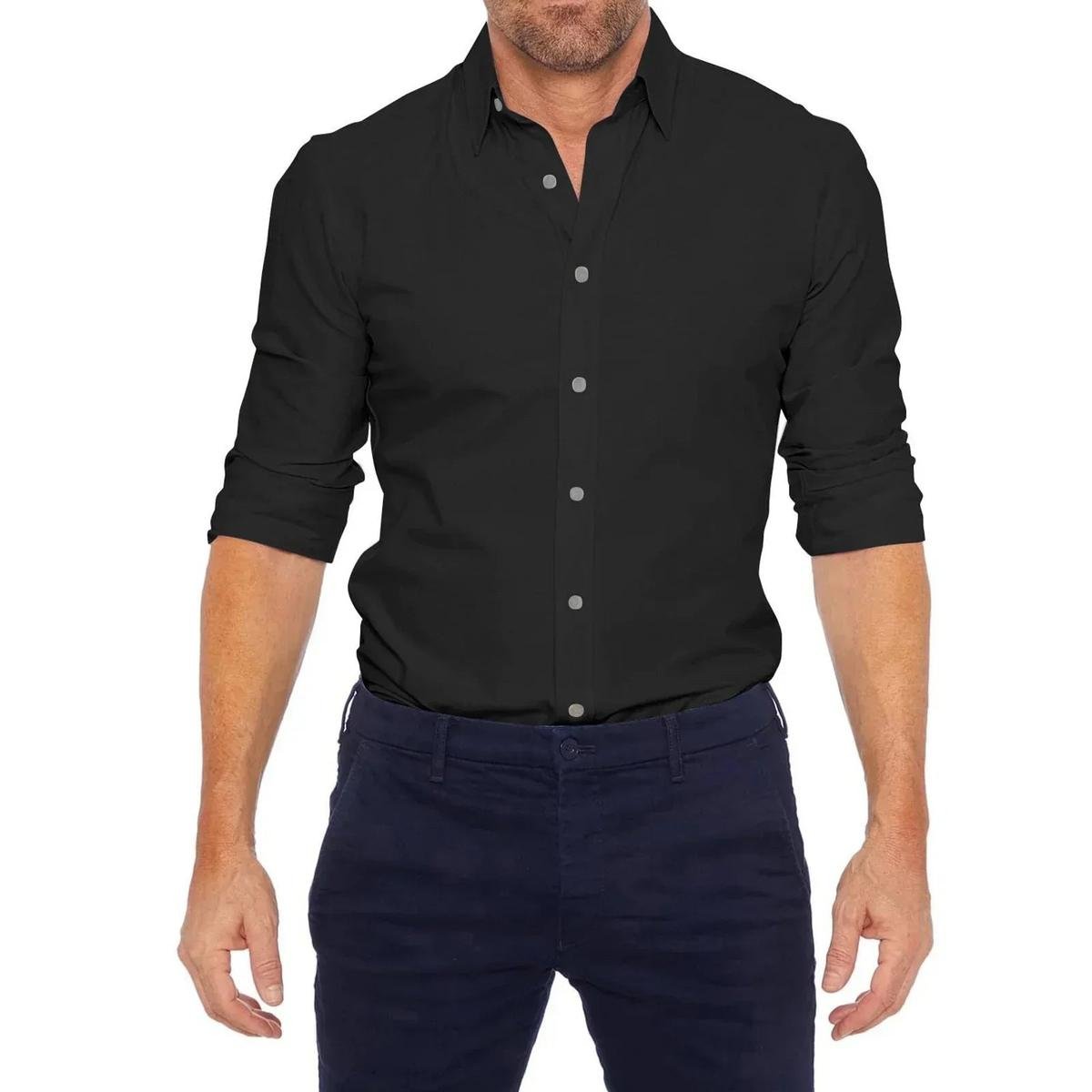 Kreukvrij Heren Shirt met Rits
