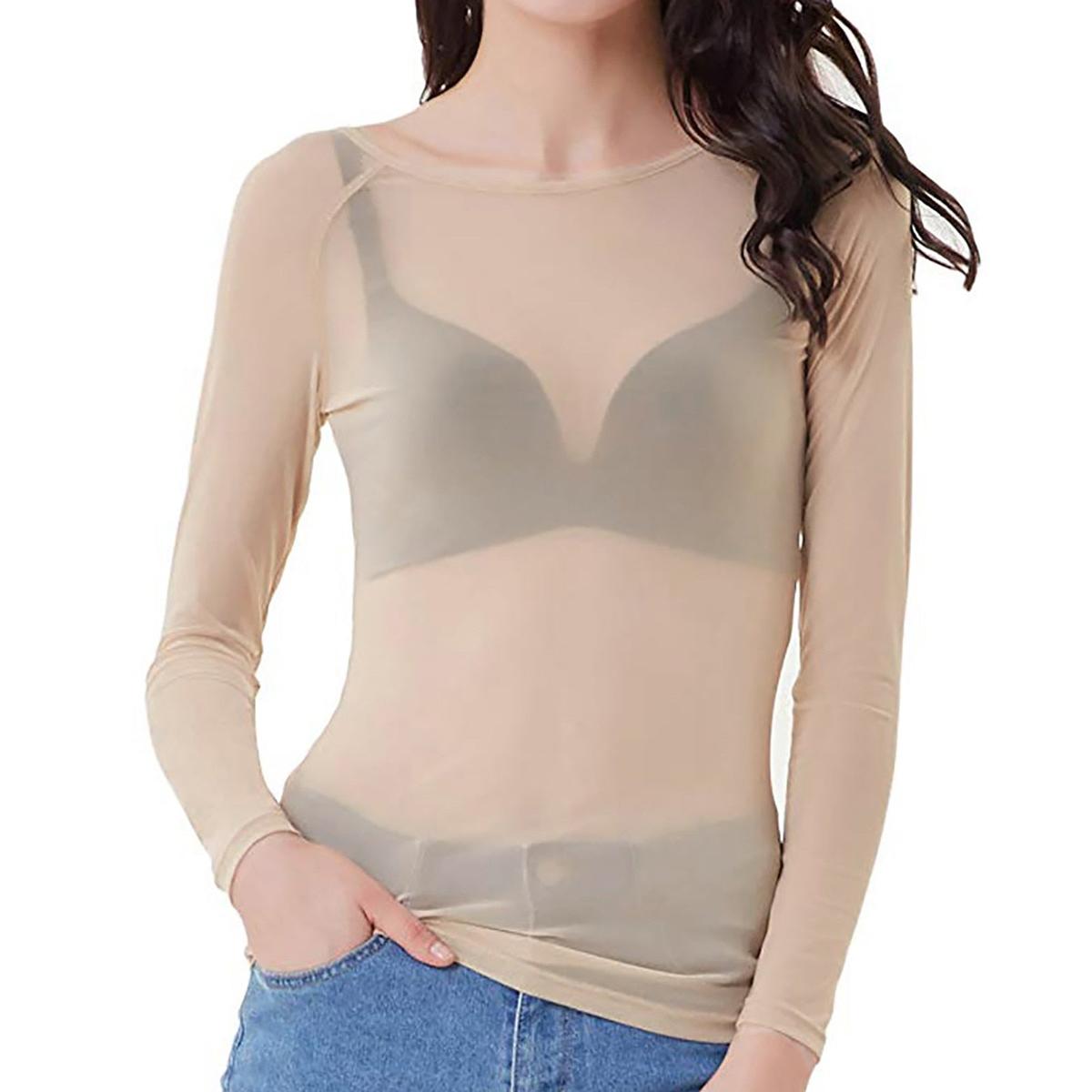 Langarmige Mesh Top voor Dames
