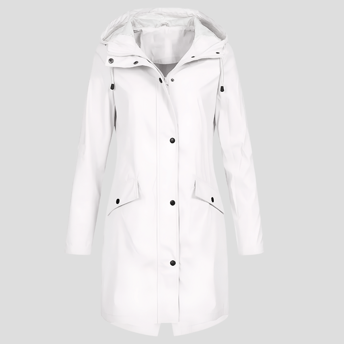 Lange Dames Regenjas Met Verstelbare Capuchon En Zakken