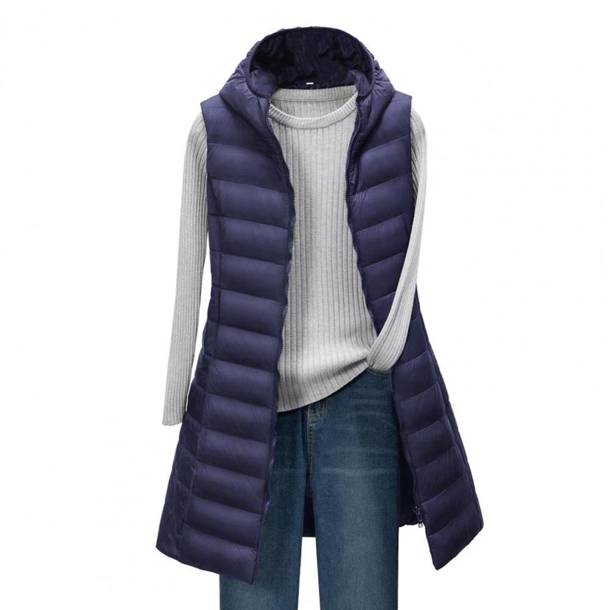 Lange Gewatteerde Bodywarmer Jas Voor Comfort En Stijl