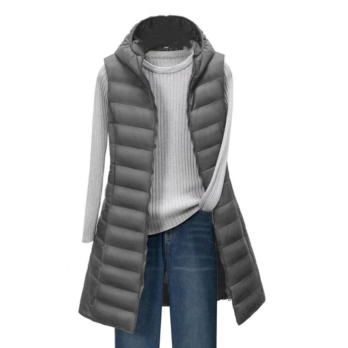 Lange Gewatteerde Bodywarmer Jas Voor Comfort En Stijl