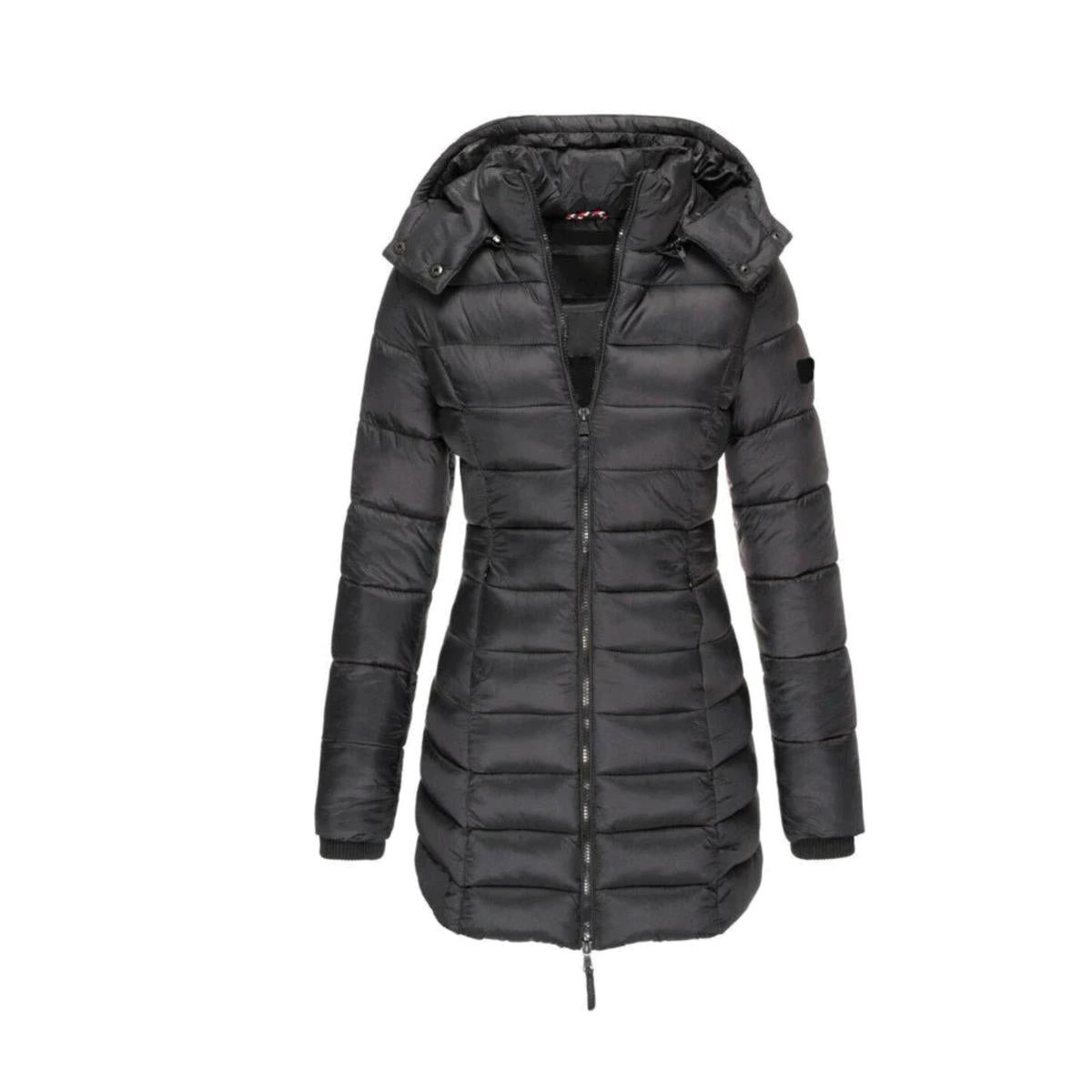 Lange Warme Winterjas Met Nepbontkraag