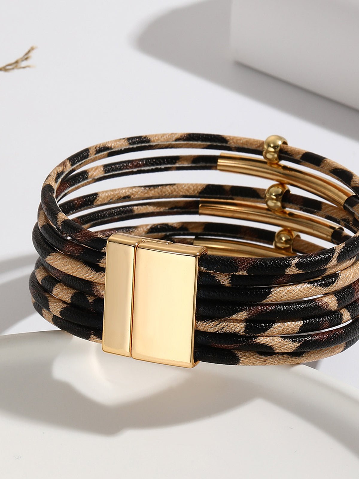 Leopard Geprinte Magneet Sluiting Armband