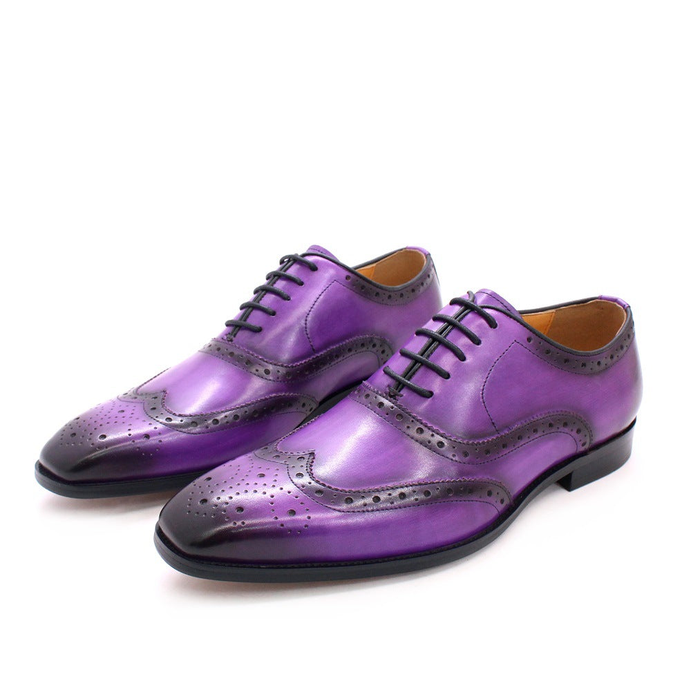 Leren Oxford Schoenen Met Wingtip Brogue Details